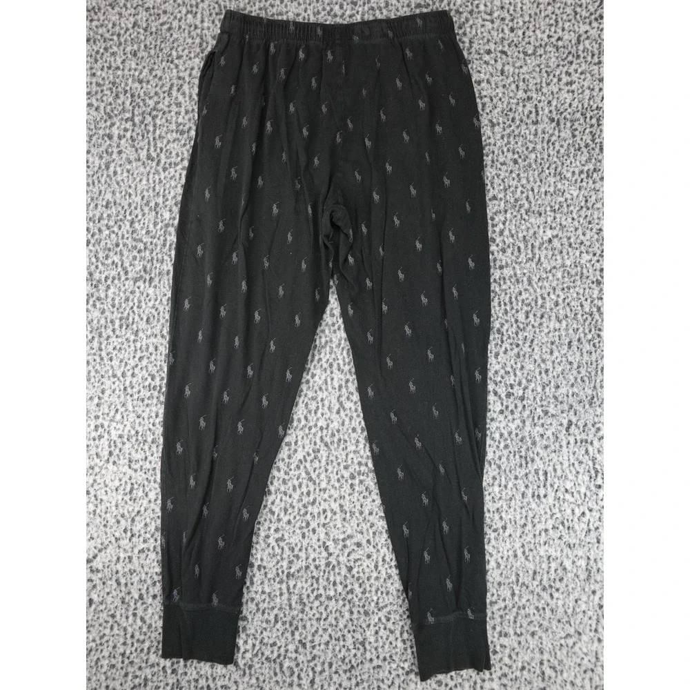 Polo Ralph Lauren Sleep Pants Men Medium Black All Over Pony Logo Joggers
